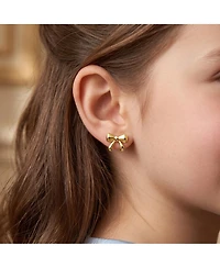 GiGiGirl 14k Gold Plated Wrapped in Ribbons Tiny Stud Earrings for Baby/Toddler