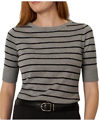 Cable & Gauge Women's Stripe Ballet Neck Sweater
