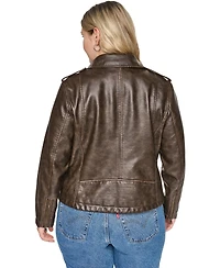 Levi's Plus Faux Leather Asymmetrical-Zipper Moto Jacket