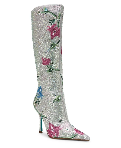 Betsey Johnson Women's Rhinestone Floral Stiletto Dress Boots