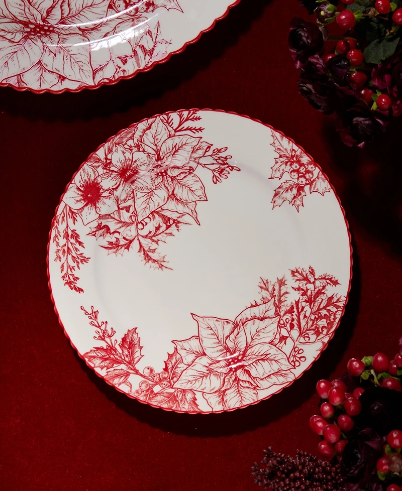 Certified International Crimson Noel Dinner Plates, Set of 6