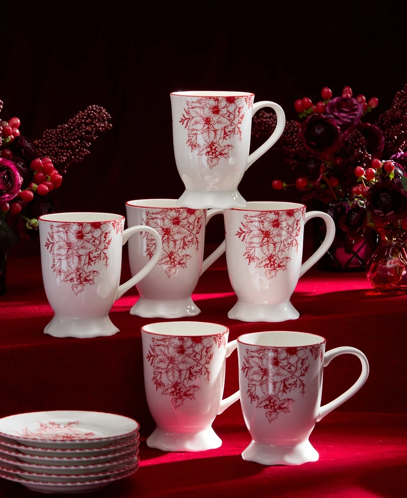Certified International Crimson Noel Mugs, Set of 6