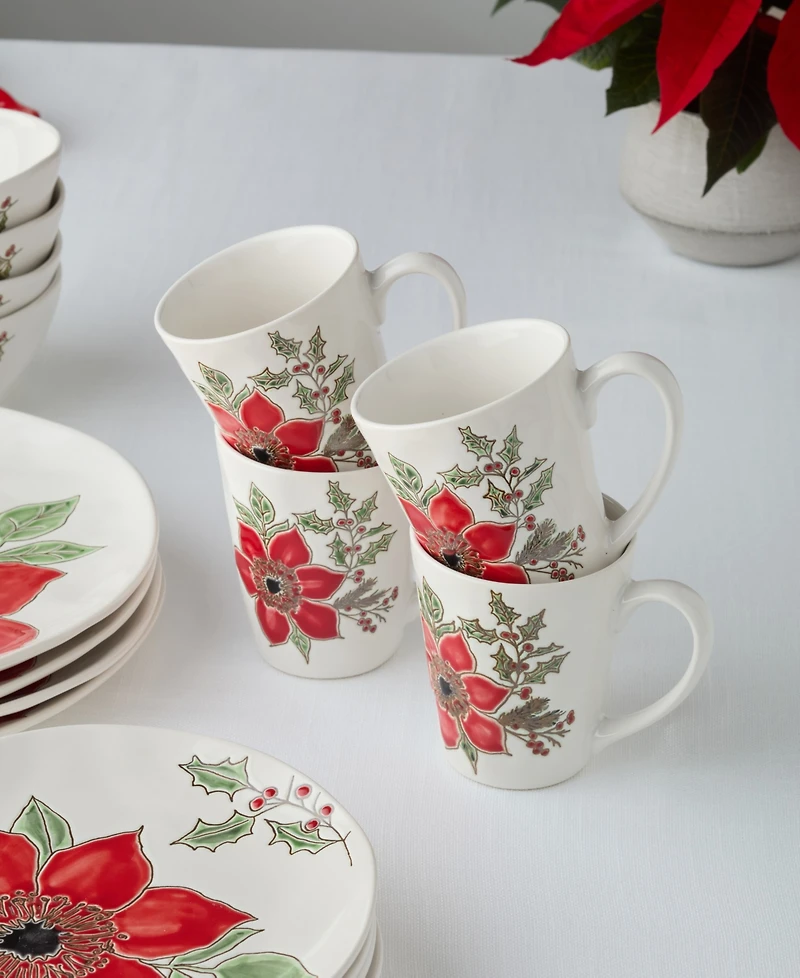 Certified International Festive Blooms Mugs, Set of 4