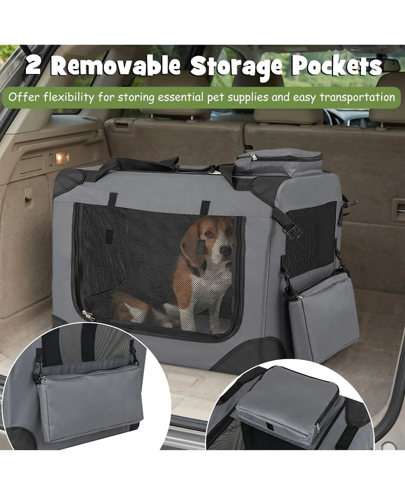 Ruie Collapsible Soft Sided Dog Crate 28 in 3 Door Folding Travel Pet Kennel