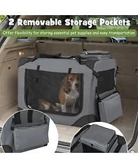 Ruie Collapsible Soft Sided Dog Crate 28 in 3 Door Folding Travel Pet Kennel