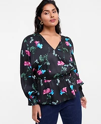 I.n.c. International Concepts Plus Peplum Long-Sleeve Blouse, Macy's Exclusive