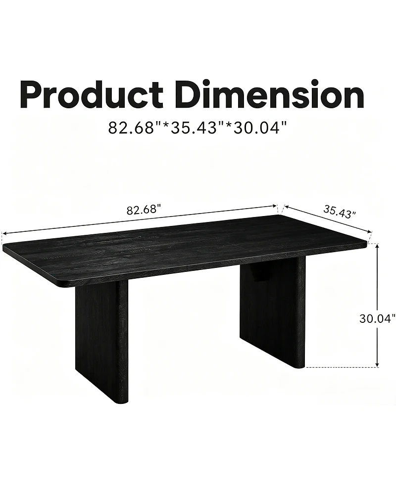 homfan 63"-82.7" Extendable Dining Table with Rounded Corners, Seats 8-10