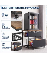 homfan 2-Tier Mobile Storage Cabinet with Metal Drawers and Wheels, 300 lbs Top