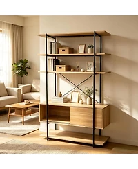 gaomon 5-Tier Industrial Bookshelf with Cabinet