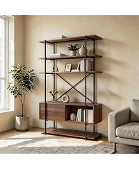 gaomon 5-Tier Industrial Bookshelf with Cabinet