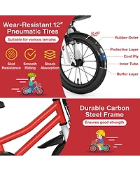 Hongge 12-Inch Kids Bike with Training Wheels, Adjustable Seat and Handlebar, Dual Brake System, 100 lbs Capacity, Ages 3–4