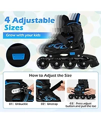 Hongge Adjustable Kids Inline Skates, Us 10C-13C, Triple Safety Closure, Illuminating Wheels, Ages 5-7