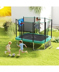 Hongge Rectangle 10 x 8 Trampoline with Basketball Hoop and Soccer Goal, Ages 3+