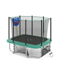 Hongge Rectangle 10 x 8 Trampoline with Basketball Hoop and Soccer Goal, Ages 3+