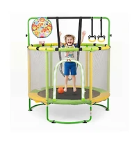Hongge 55-Inch Kids Trampoline with Adjustable Gymnastics Bar and Hoop