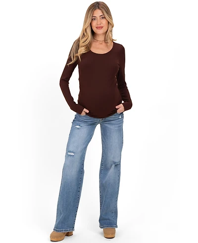Pinkblush Women's Blue Vintage Wash Wide Leg Jeans