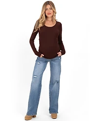 Pinkblush Women's Blue Vintage Wash Wide Leg Jeans