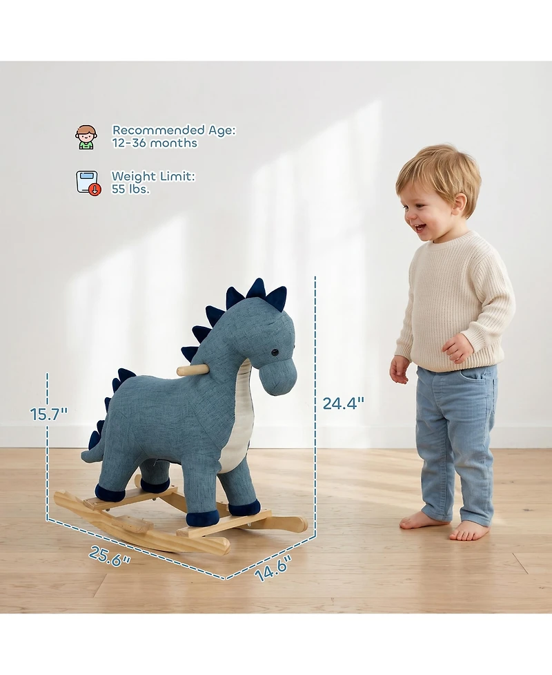 Qaba Baby Rocking Horse, Dinosaur Kids Ride on Horse with Realistic Sound