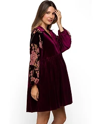 Pinkblush Maternity Velvet Floral Long-Sleeve Dress