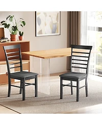 Homcom Farmhouse Wooden Dining Chairs Set of 2