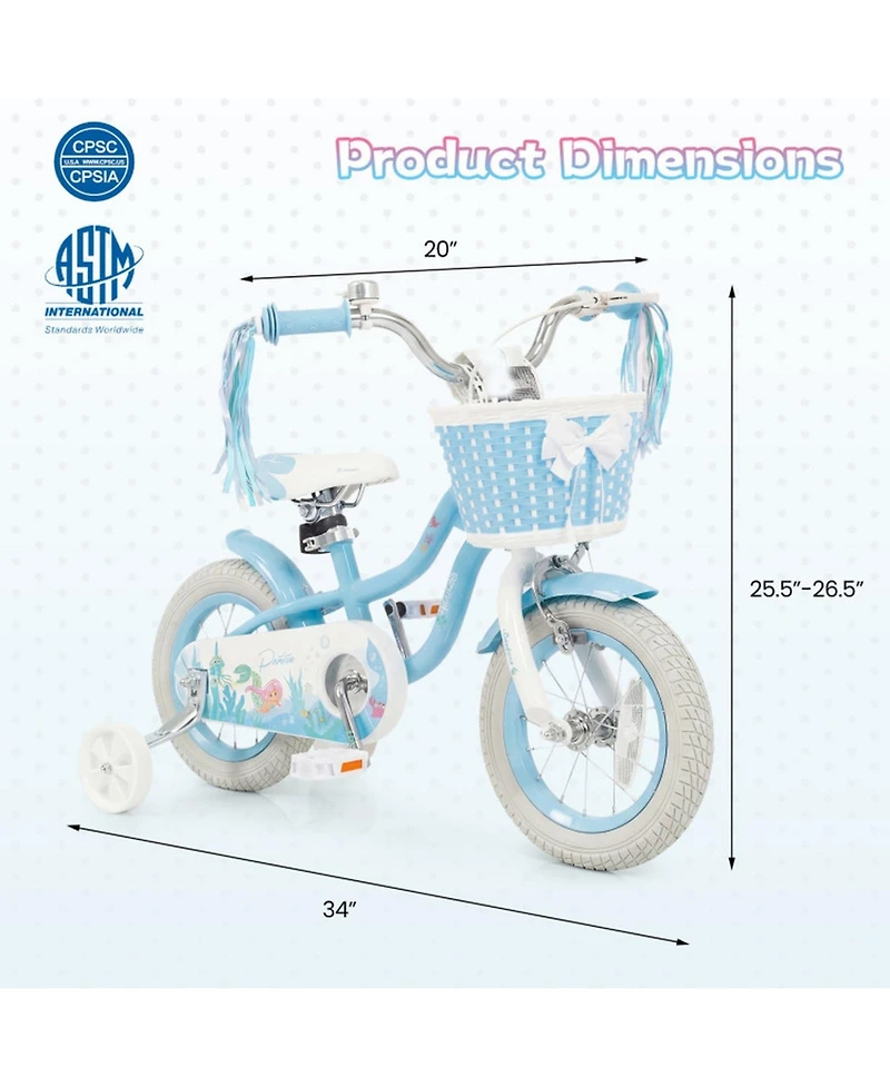Hongge 12-Inch Kids Bike with Enclosed Chain Guard and Training Wheels, 110 lbs Capacity, Ages 3-4