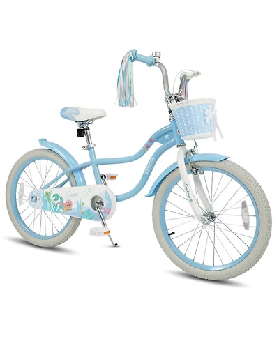 Hongge 20-Inch Kids Bike with Adjustable Saddle, Front Basket & Enclosed Chain Case, 200 lbs Capacity, Ages 8+