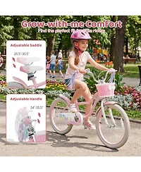 Hongge 20-Inch Mermaid Girls Bike with Dual Brakes and Front Basket, Ages 8+
