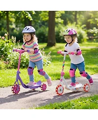 Hongge 3-Wheel Kids Scooter with Led Light-Up Wheels, Ages 2+