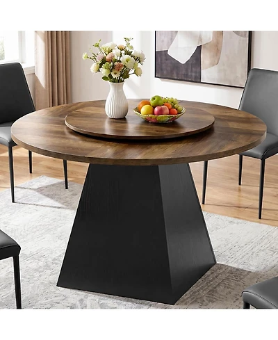 Tribesigns 47.24" Round Dining Table with Detachable Lazy Susan