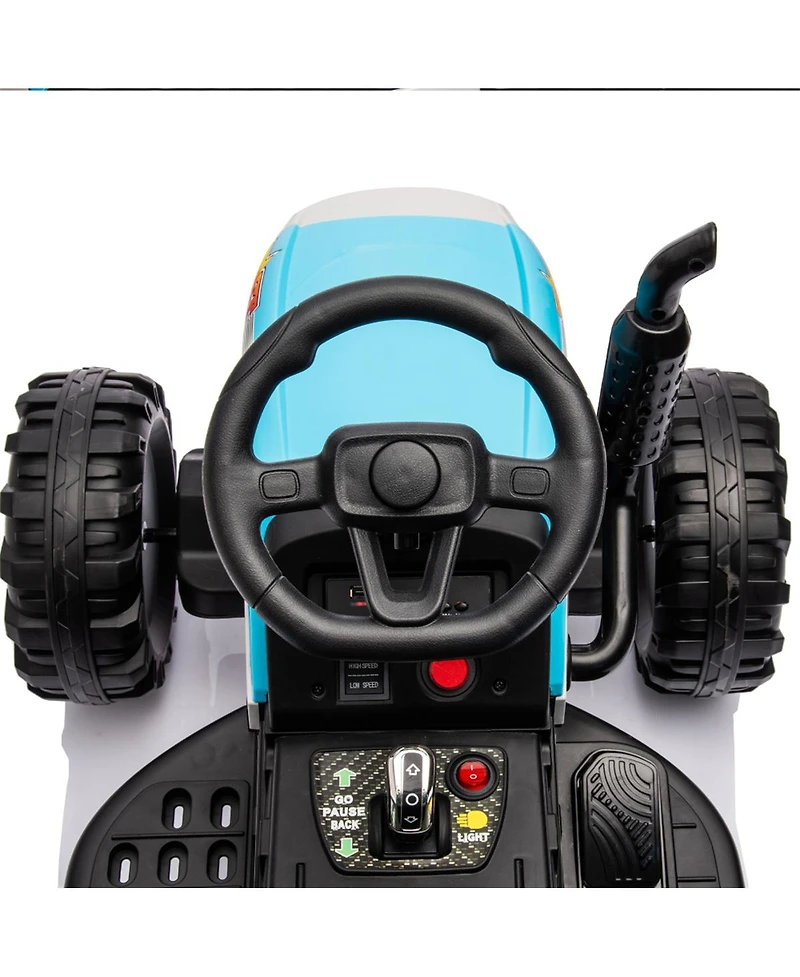 Yobtop 24V Kids Electric Ride On Tractor with Trailer, Remote Control, 3 Speed, Ages 3+