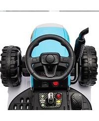 Yobtop 24V Kids Electric Ride On Tractor with Trailer, Remote Control, 3 Speed, Ages 3+