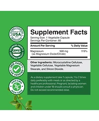 Nature's Craft Magnesium Complex Supplement with Magnesium Oxide and Magnesium Citrate, 60 Capsules