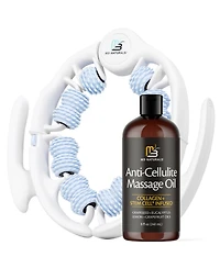 M3 Naturals Anti-Cellulite Oil and Lymphatic Drainage Massage Roller Kit, Fascia Blaster for Body Contouring, 8 fl Ounce
