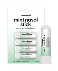 M3 Naturals Mint and Eucalyptus Nasal Inhaler Stick 4-Pack, Essential Oil Aromatherapy Vapor Stick, Portable Non-Medicated