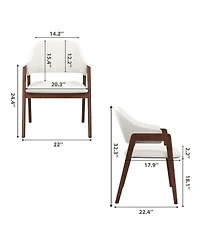 homfan Dining Chairs Set of 6 with Arms, Modern Upholstered Fabric Dining Chair, Sturdy Wood Chairs with Ergonomic Curved Backrest for Kitchen.