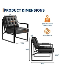 homfan Mid Century Accent Chair, Pu Leather Armchair with Metal Legs, Comfortable Stylish for Living Room, Bedroom, Reception and Office.