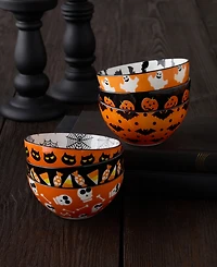 Certified International Halloween Pad Print Bowls, Set of 6