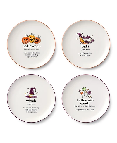 Certified International Halloween Words Salad Plates, Set of 4