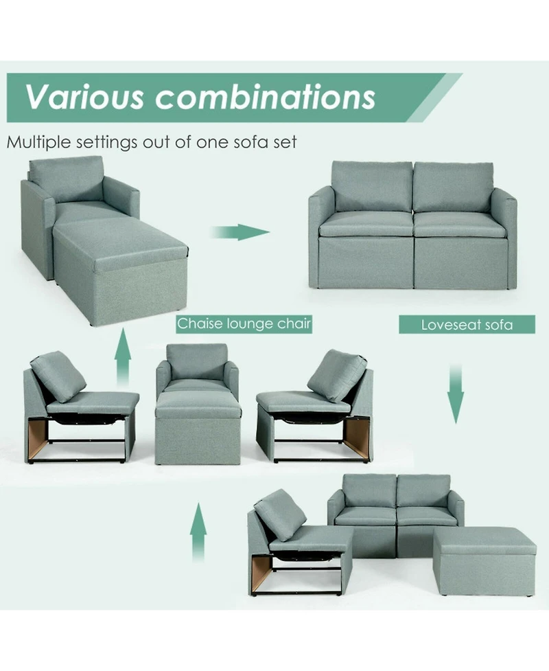 Sugift Convertible L-Shaped Sectional Sofa with Reversible Chaise and Ottoman