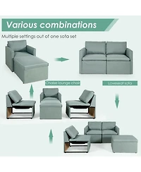 Sugift Convertible L-Shaped Sectional Sofa with Reversible Chaise and Ottoman