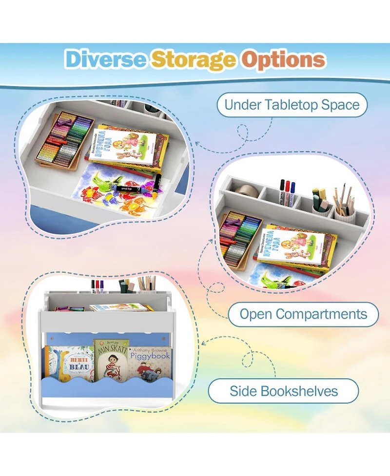Sugift Multi-Purpose Kids Activity Table and 2-Chair Set with Double-Sided Tabletop