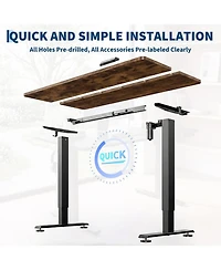 homfan 47"x24" Brown Electric Sit-Stand Desk, 2-Fold Top, Height Adjustable
