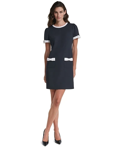 Karl Lagerfeld Paris Women's Scuba Crepe Shift Dress With Contrast Framing