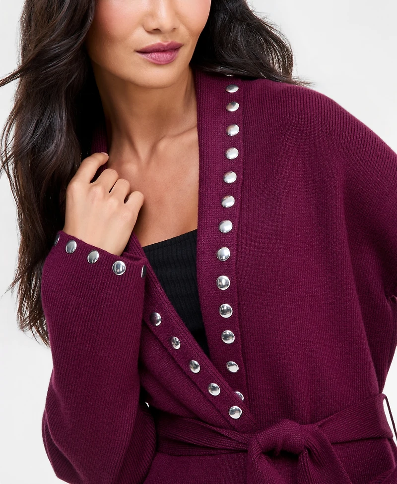 I.n.c. International Concepts Women's Studded Belted Cardigan, Macy's Exclusive