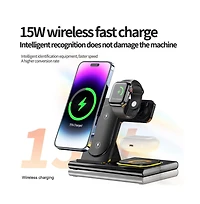 Artudatech 4-in-1 Foldable 15W Fast-Charging Wireless Charger with Night Light, Compatible with iPhone, Apple Watch, and AirPods