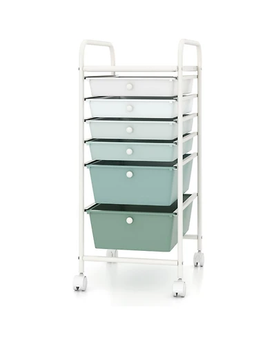 Sugift 6-Drawer Rolling Storage Cart Organizer with Lockable Casters