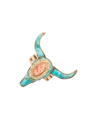 Barse Longhorn Blue Turquoise Golden Ring