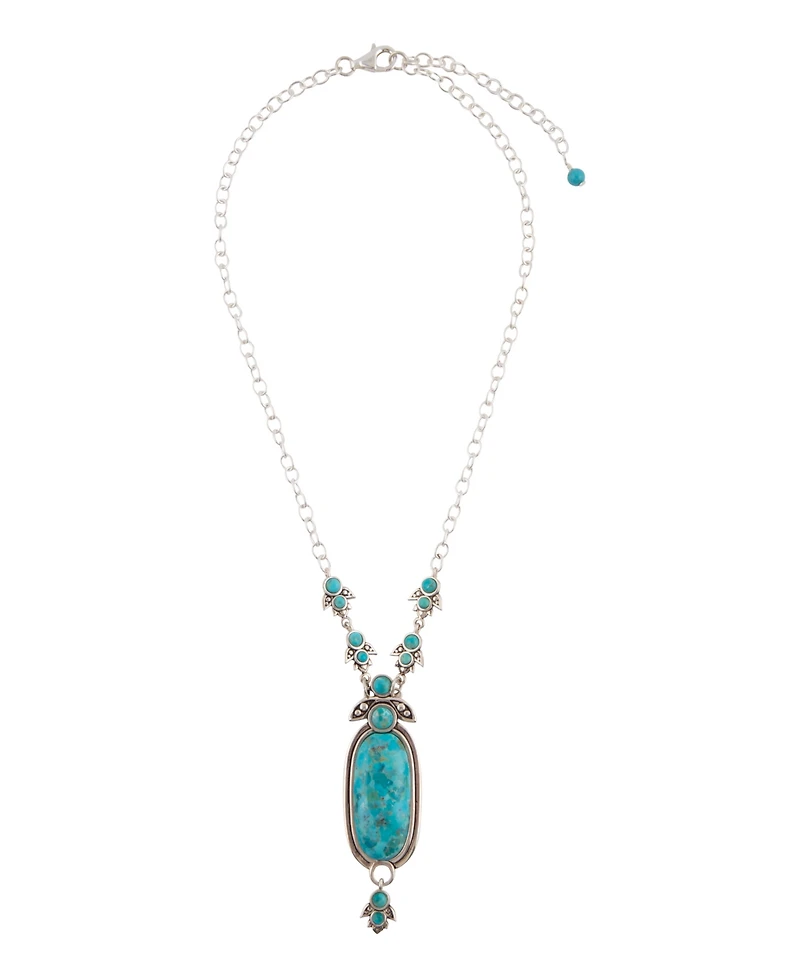 Barse Emile Silver and Blue Turquoise Pendant Necklace