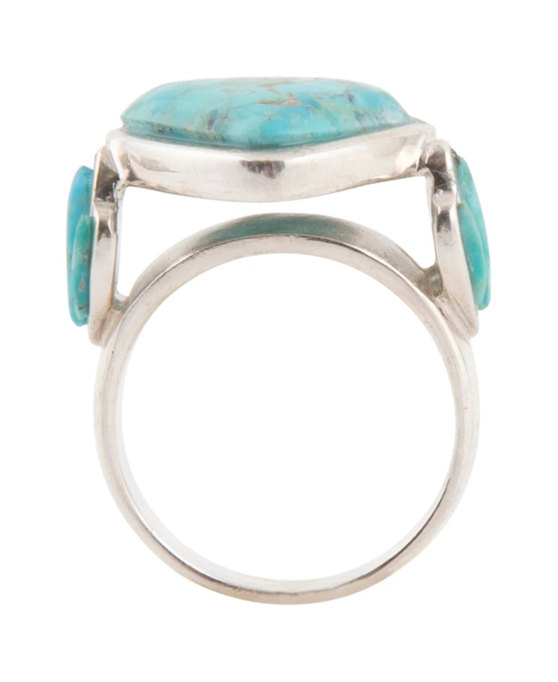 Barse Blue Turquoise Heart Silver Statement Ring