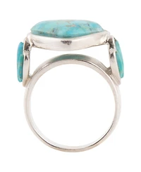 Barse Blue Turquoise Heart Silver Statement Ring